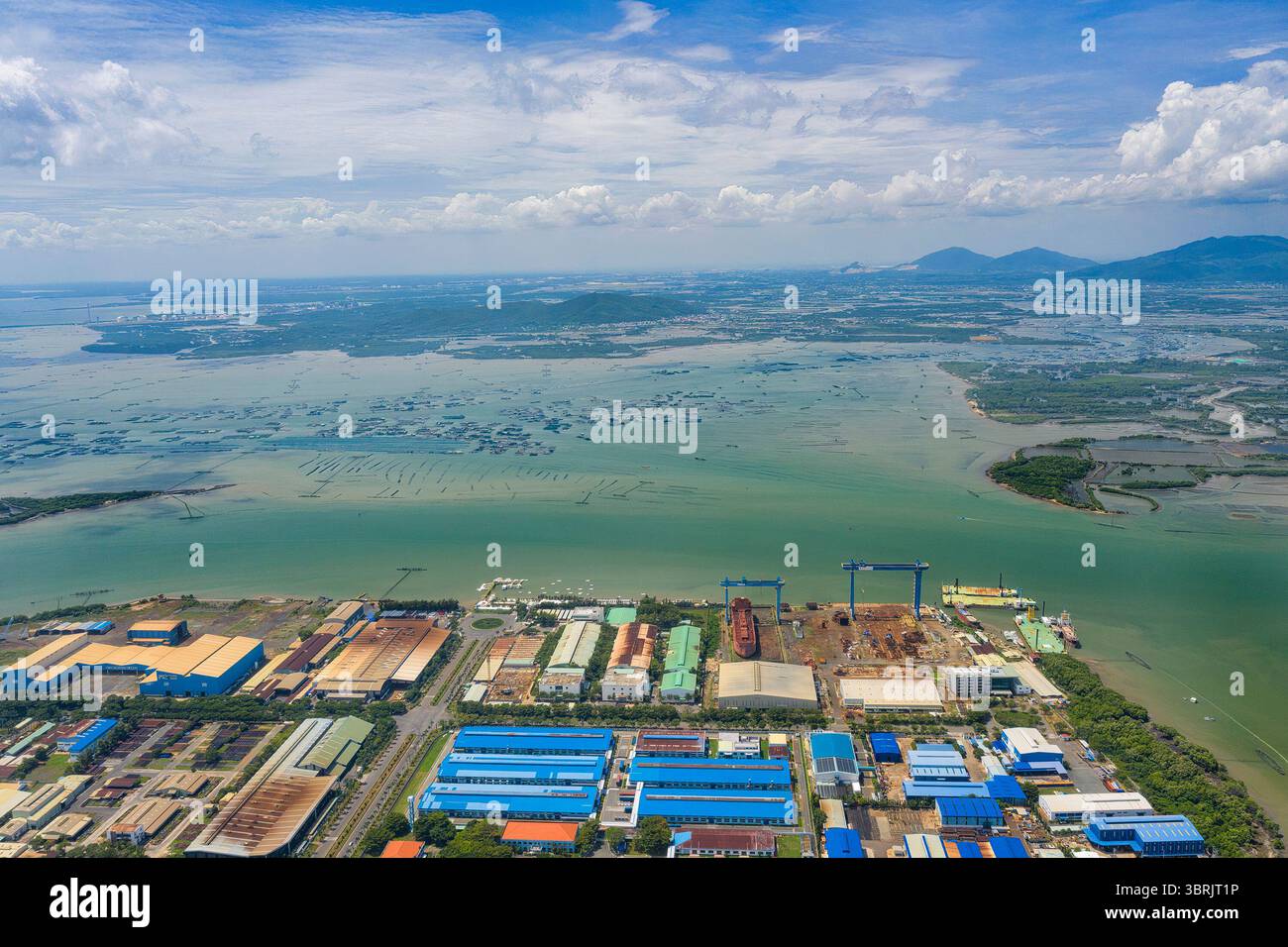 Dong Xuyen Industrial Park - Vung Tau City - at the mouth of Dinh River, overlooking Ganh Rai bay and Long Son island Stock Photo