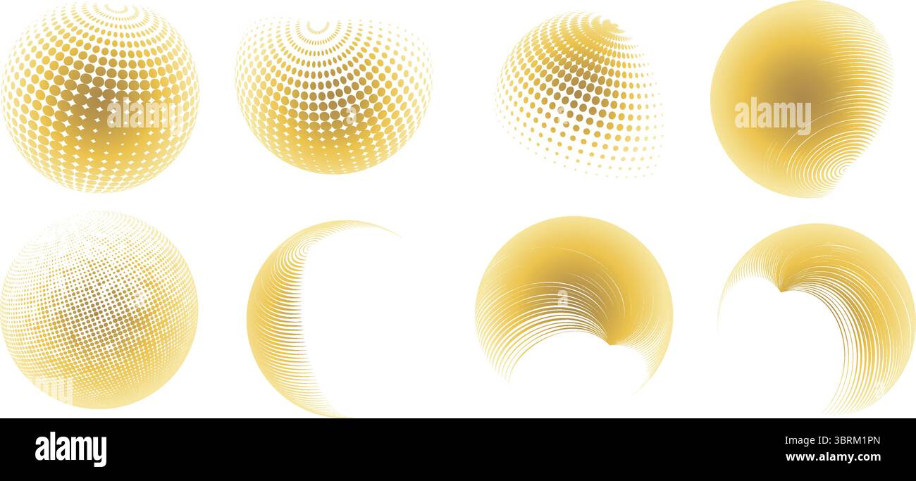 Contemporary set of halftone rounded 3d figures Stock Vector Image ...