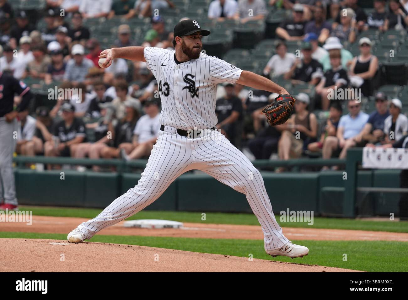 Chicago White Sox starting pitcher Aaron Civale throws against the