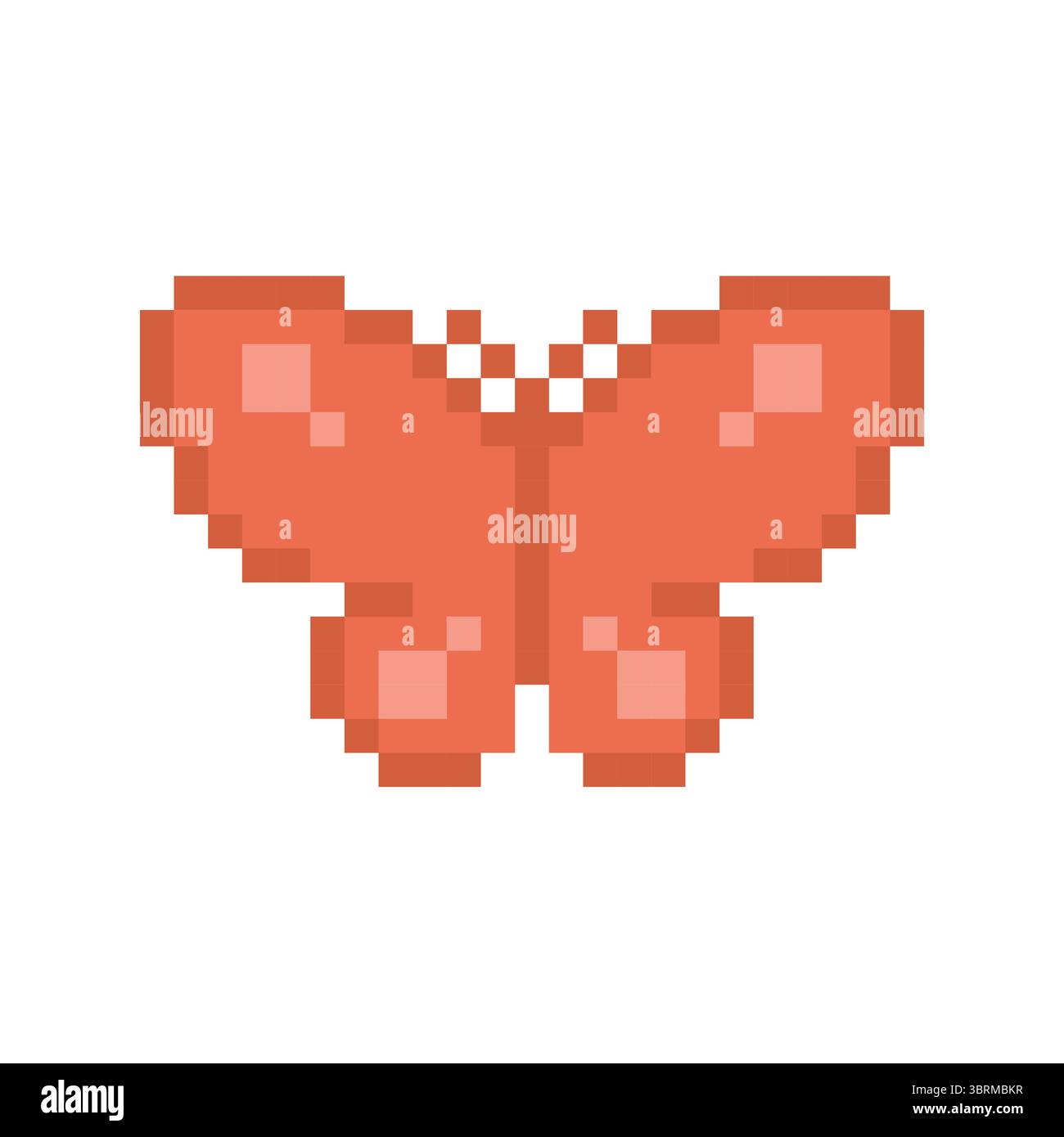 Cute Pixel Butterfly Retro 8-Bit Orange Insect Vector Illustration for ...