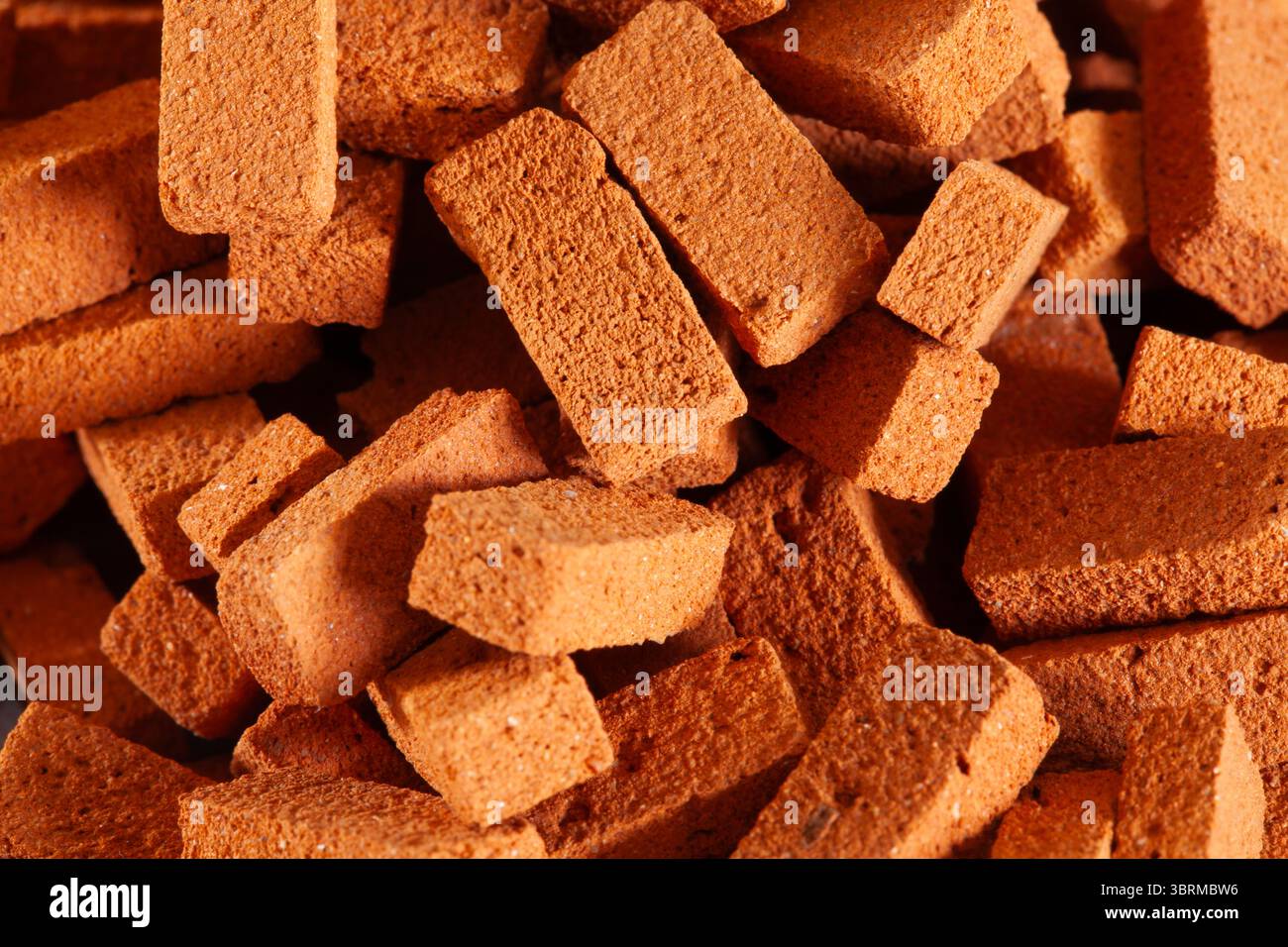 Pile of bricks close up. Construction background Stock Photo