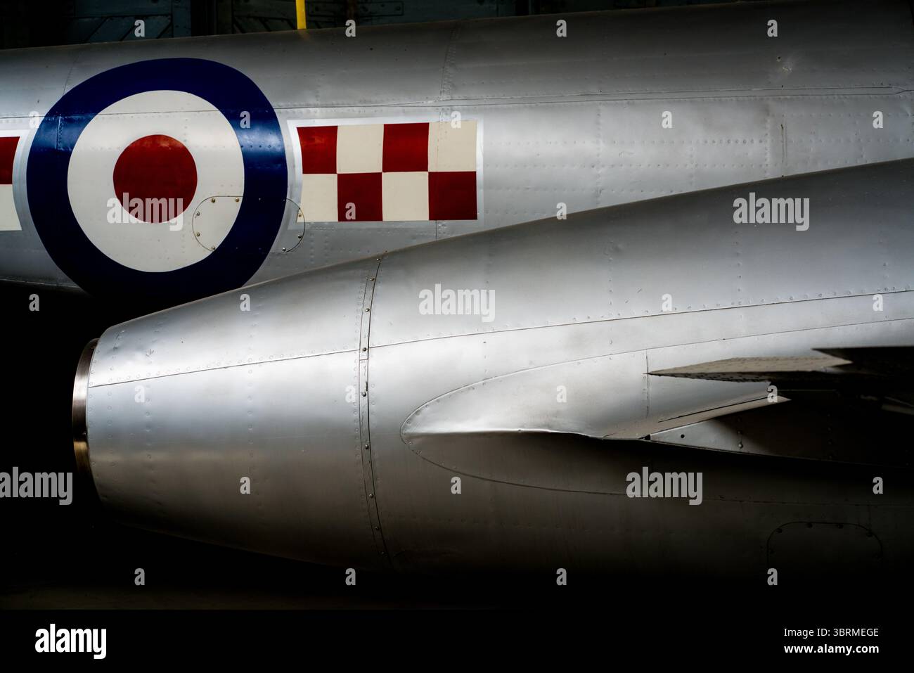 A close-up of a Meteor on display at the Imperial War Museum, Duxford Stock Photo