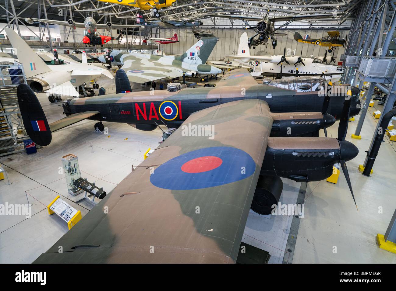 A Lancaster bomber on display at the Imperial War Museum, Duxford Stock Photo