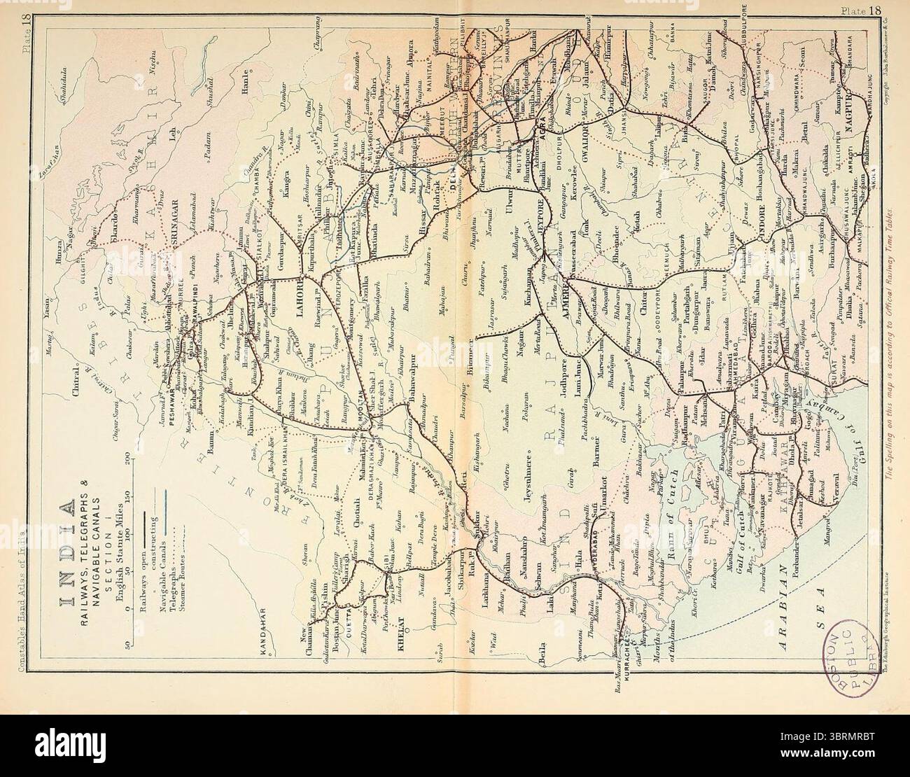 Map of railways, telegraphs, and navigable canals of the British Indian ...