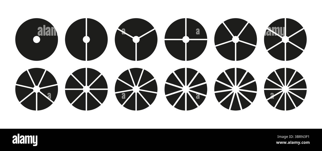 Circle division from 1 to 12 on equal parts. Wheel round divided ...