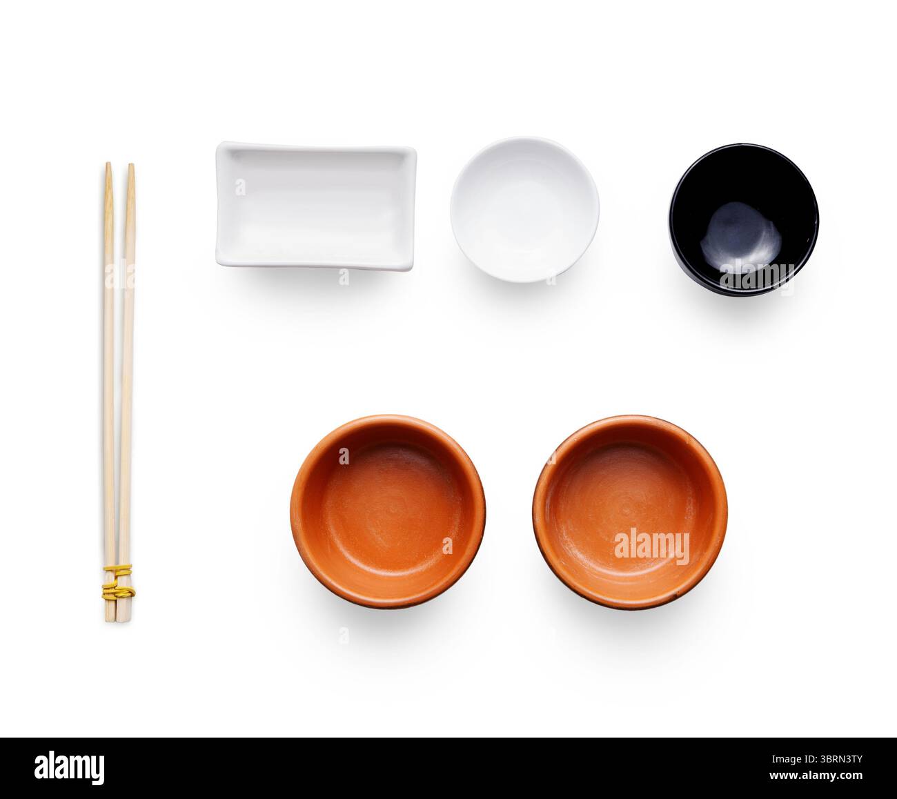 Isolated sushi tablewear at white background, top view Stock Photo
