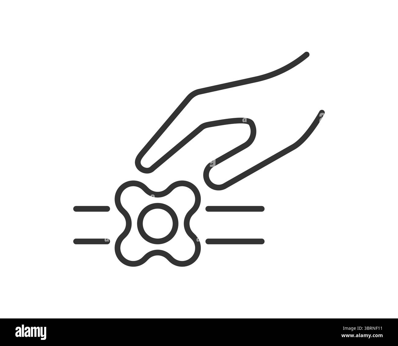 Minimalist illustration showing a hand turning a valve. Represents ...