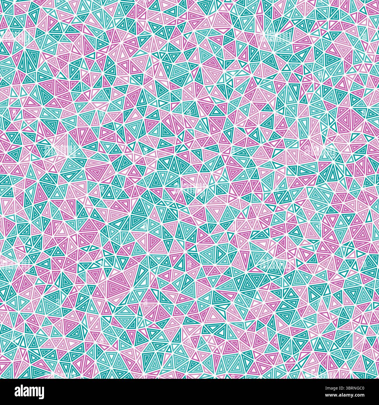 Abstract pattern of triangles. Small shape size. Multiple repeated inner triangles. Multiple colors style. Repeatable pattern. Amazing vector tiles. Stock Vector