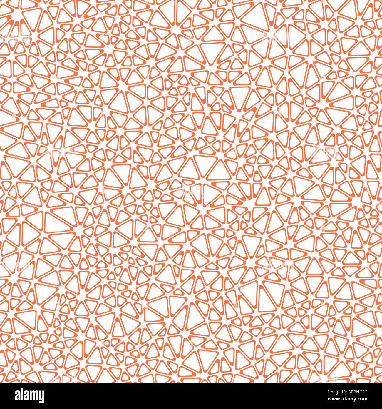 Triangles Background. Tiny triangles size. Solid Color style. Rounded triangular cells outlined. Repeatable pattern. Coral Sunset Glow. Stock Vector