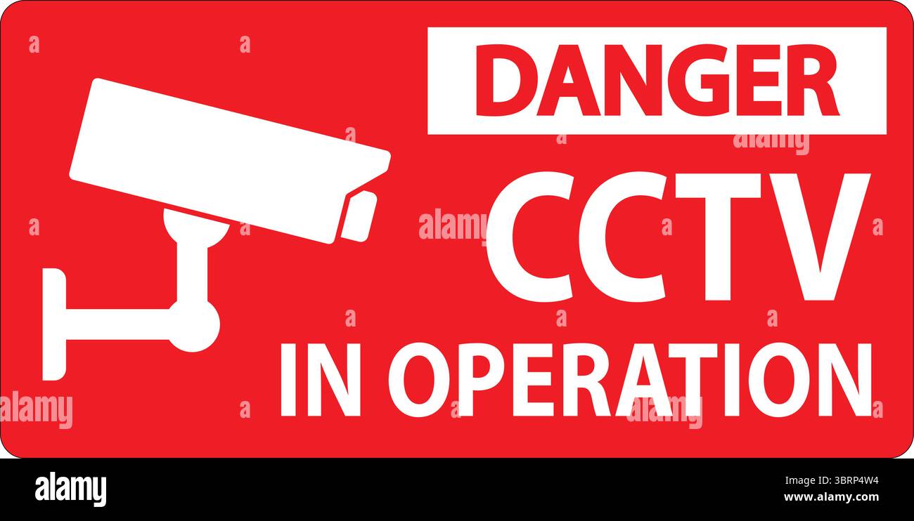 A vivid warning sign indicating the presence of active CCTV surveillance, highlighting safety and security in public spaces and cautioning individuals Stock Vector