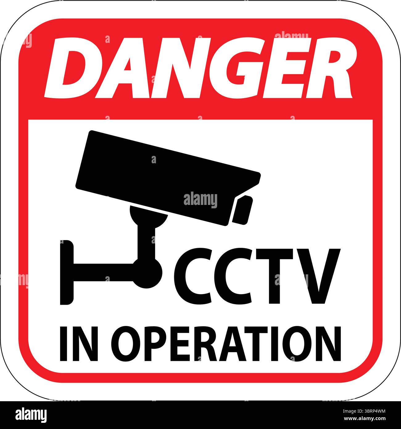 Bold warning sign indicating CCTV presence in operation to enhance security awareness. Importance of vigilance and safety in monitored areas emphasize Stock Vector