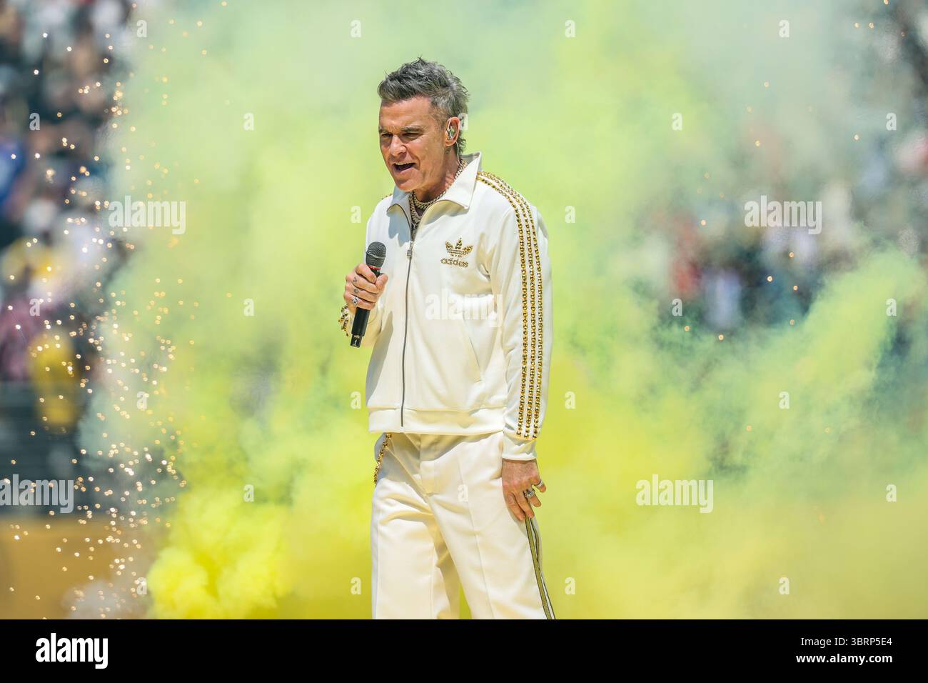 Robbie Williams perform before the FIFA Club World Cup 2025 final match ...