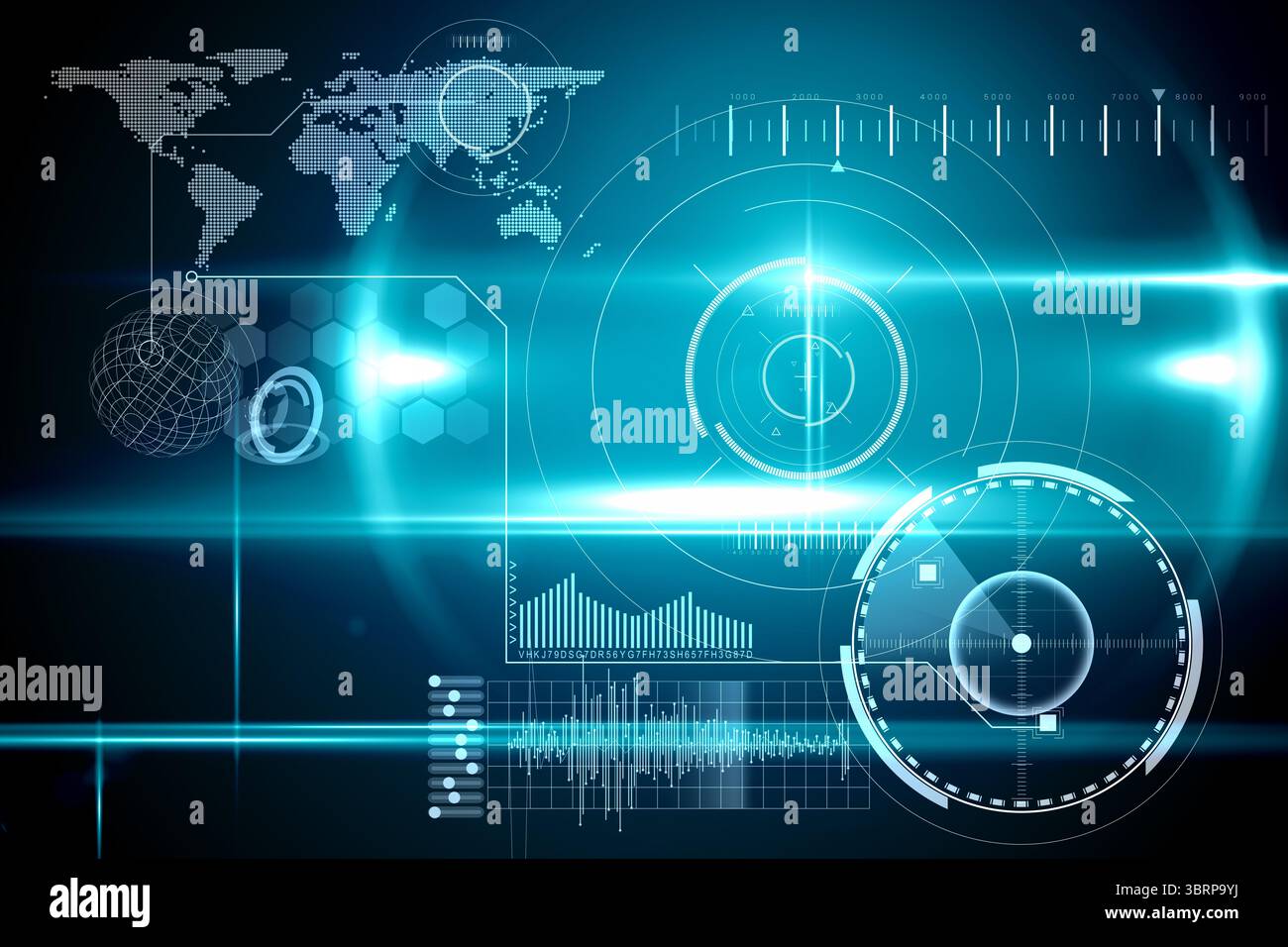 Blue technology interface with glow Stock Photo