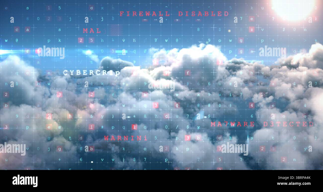 Image of malware detected server over cloudy sky Stock Photo