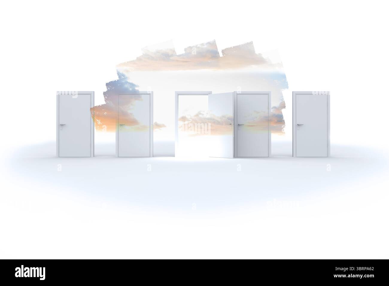 Abstract screen in room showing cloudy sky Stock Photo