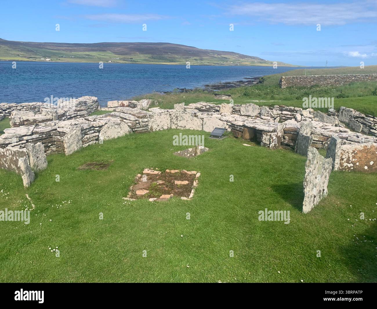 The Broch of Gurness Scotland Orkneys Orkney sand sea ancient village Iron age buildings people historic history building hidden found landscape shore - Smartphone Captured Stock Image