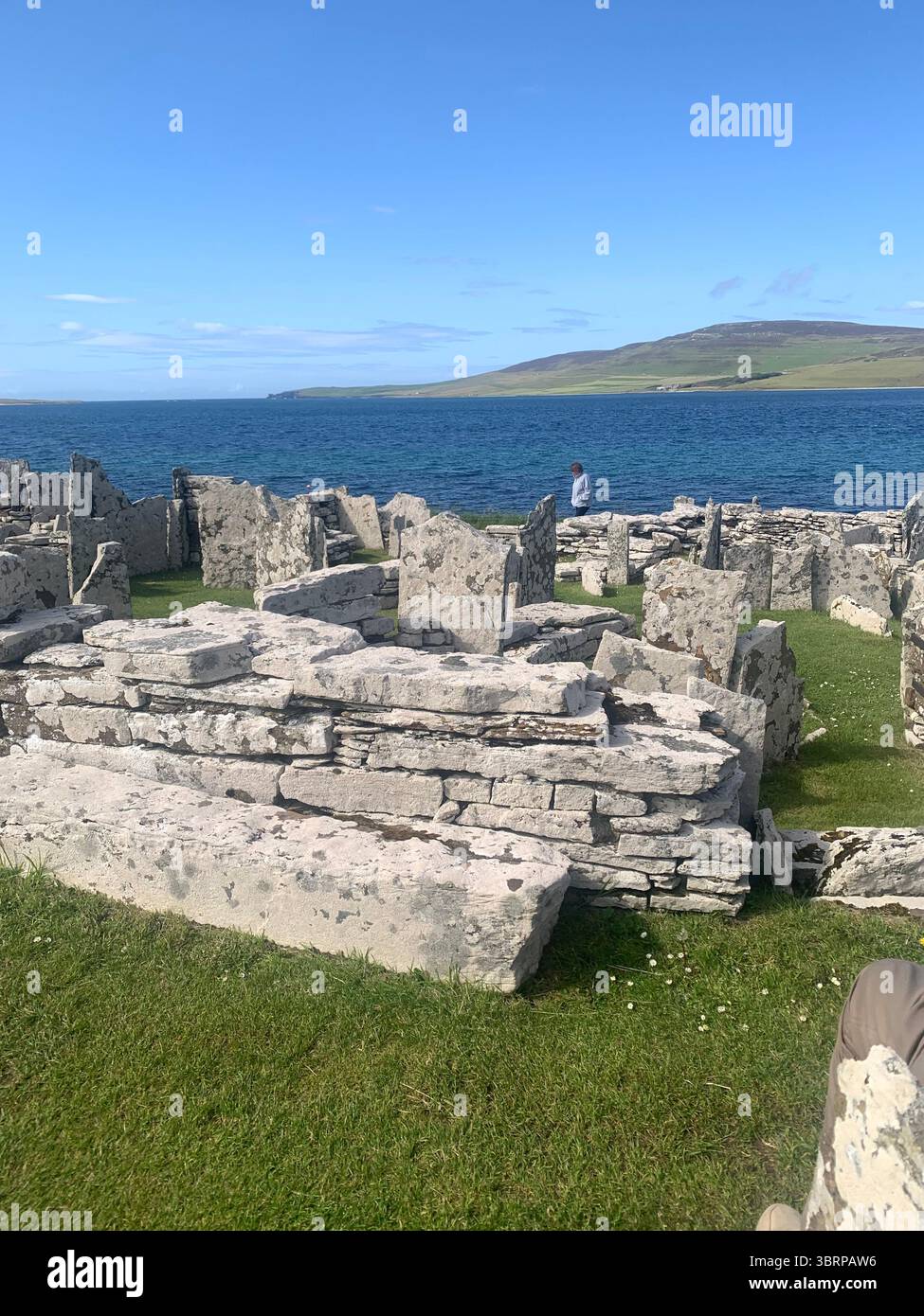 The Broch of Gurness Scotland Orkneys Orkney sand sea ancient village Iron age buildings people historic history building hidden found landscape shore - Smartphone Captured Stock Image