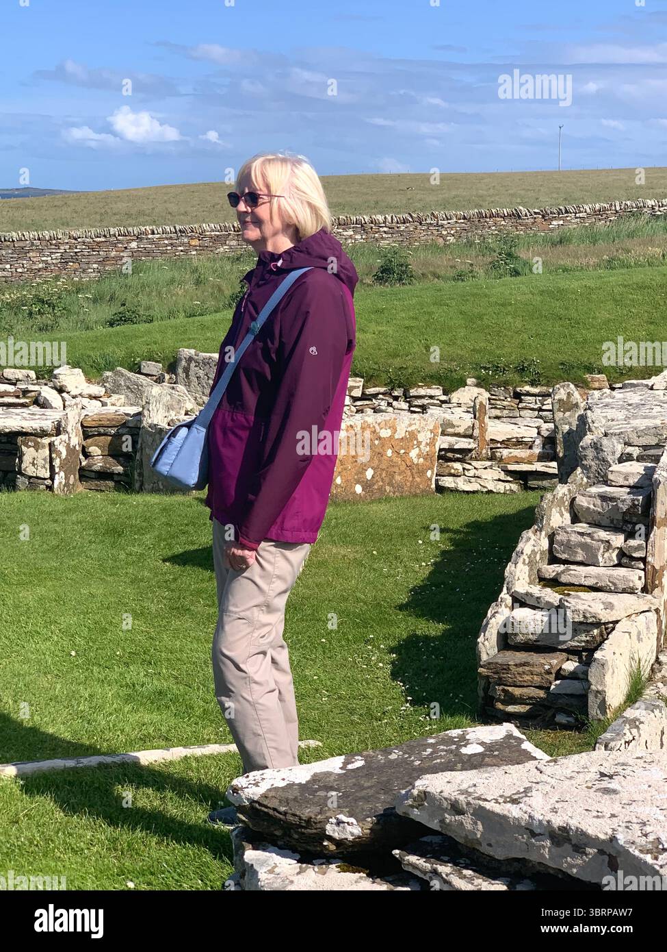 The Broch of Gurness Scotland Orkneys Orkney sand sea ancient village Iron age buildings people historic history building hidden found landscape shore - Smartphone Captured Stock Image