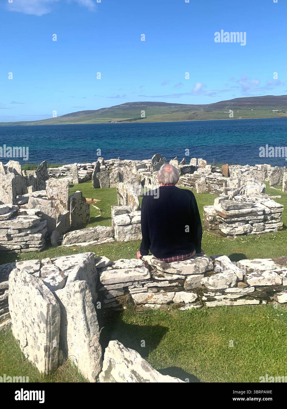 Iron age village houses Scotland Orkney Orkneys Broch of Gurness home homes stone walls thick North Sea land people lived life BC BBC - Smartphone Captured Stock Image