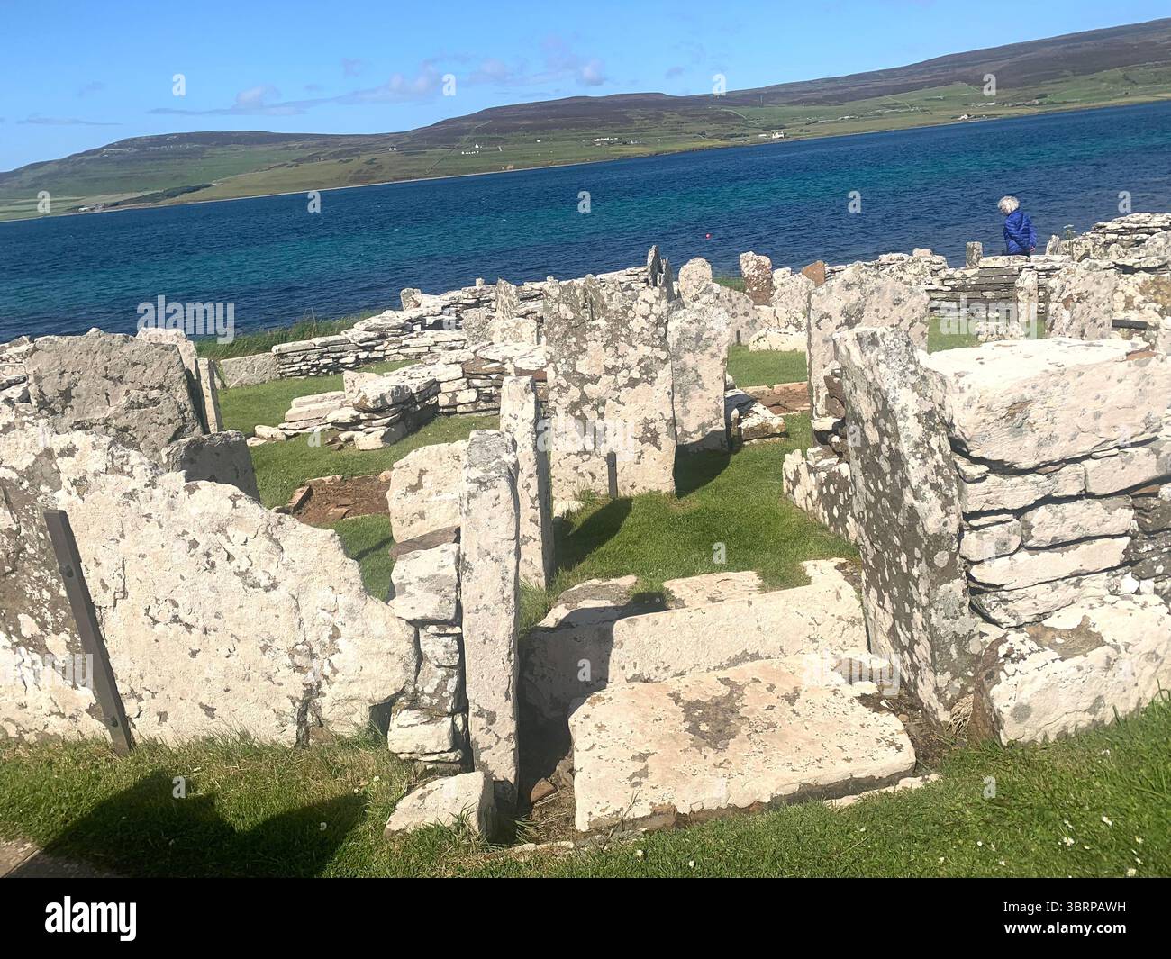 The Broch of Gurness Scotland Orkneys sand ancient village Iron age people Historic history buildings building hidden found landscape shore sea - Smartphone Captured Stock Image