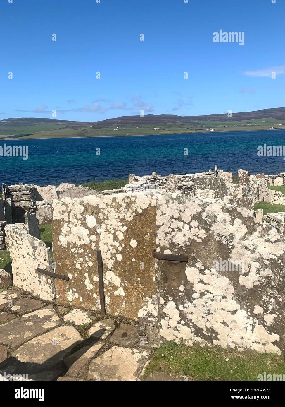 The Broch of Gurness Scotland Orkneys sand ancient village Iron age people Historic history buildings building hidden found landscape shore sea - Smartphone Captured Stock Image