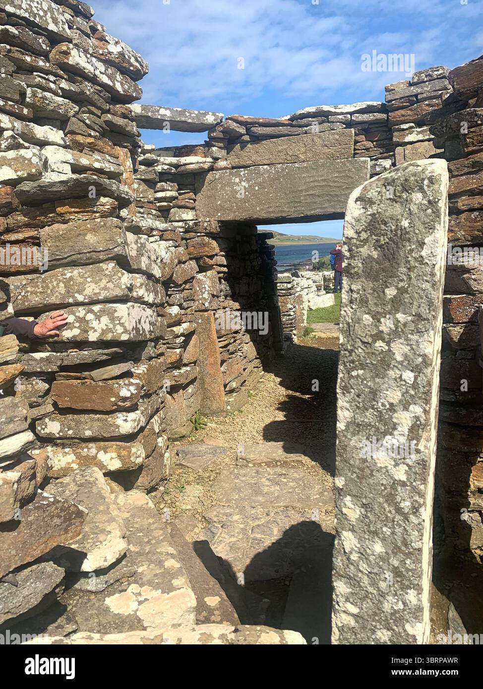 The Broch of Gurness Scotland Orkneys sand ancient village Iron age people Historic history buildings building hidden found landscape shore sea - Smartphone Captured Stock Image
