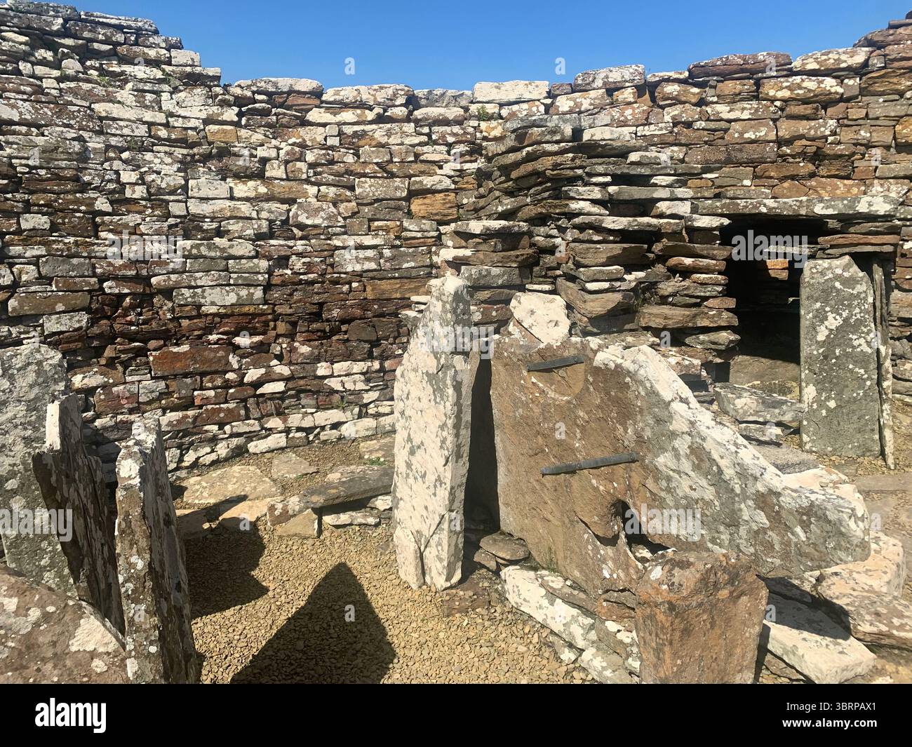 The Broch of Gurness Scotland Orkneys sand ancient village Iron age people Historic history buildings building hidden found landscape shore sea - Smartphone Captured Stock Image