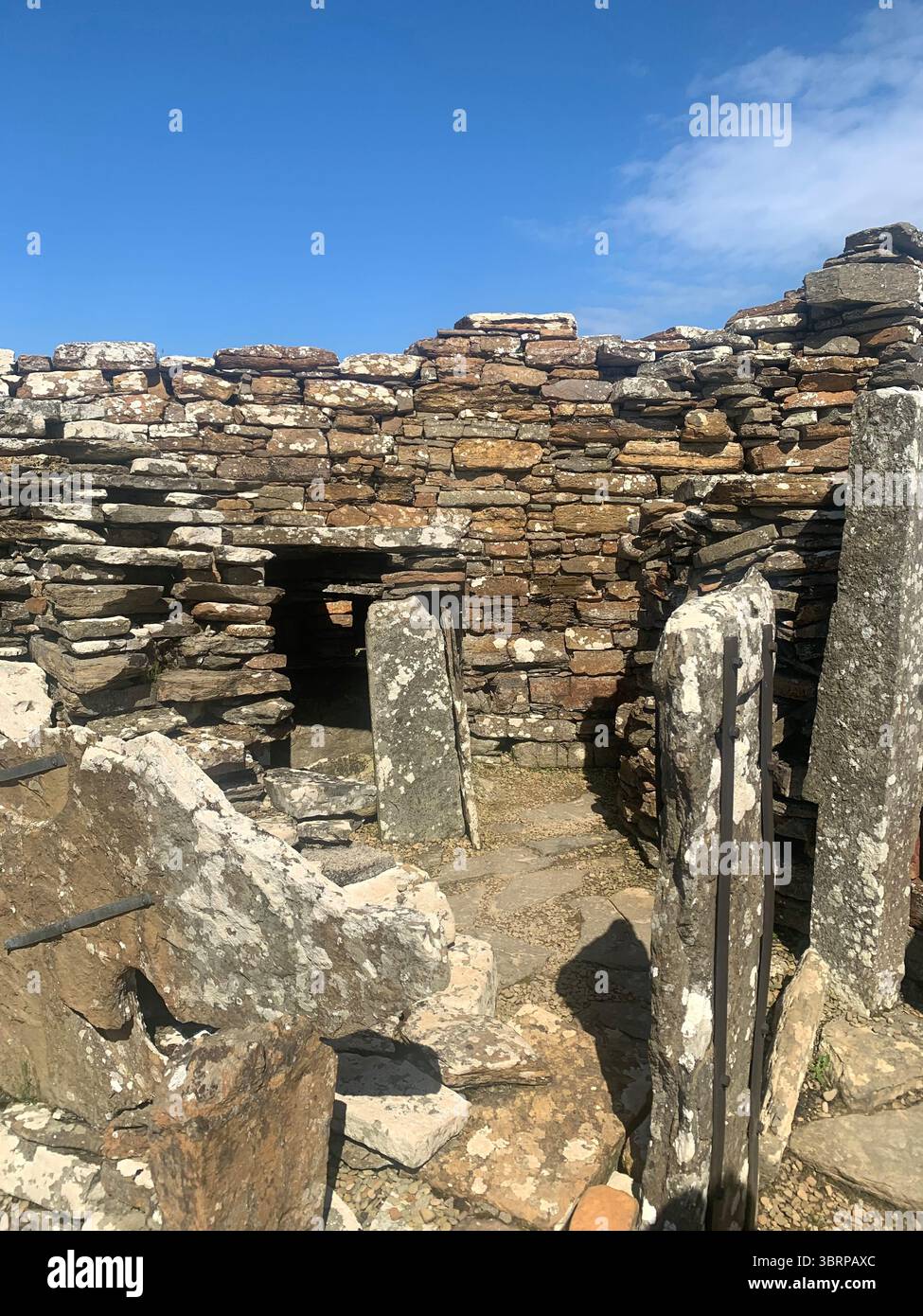 The Broch of Gurness Scotland Orkneys sand ancient village Iron age people Historic history buildings building hidden found landscape shore sea - Smartphone Captured Stock Image