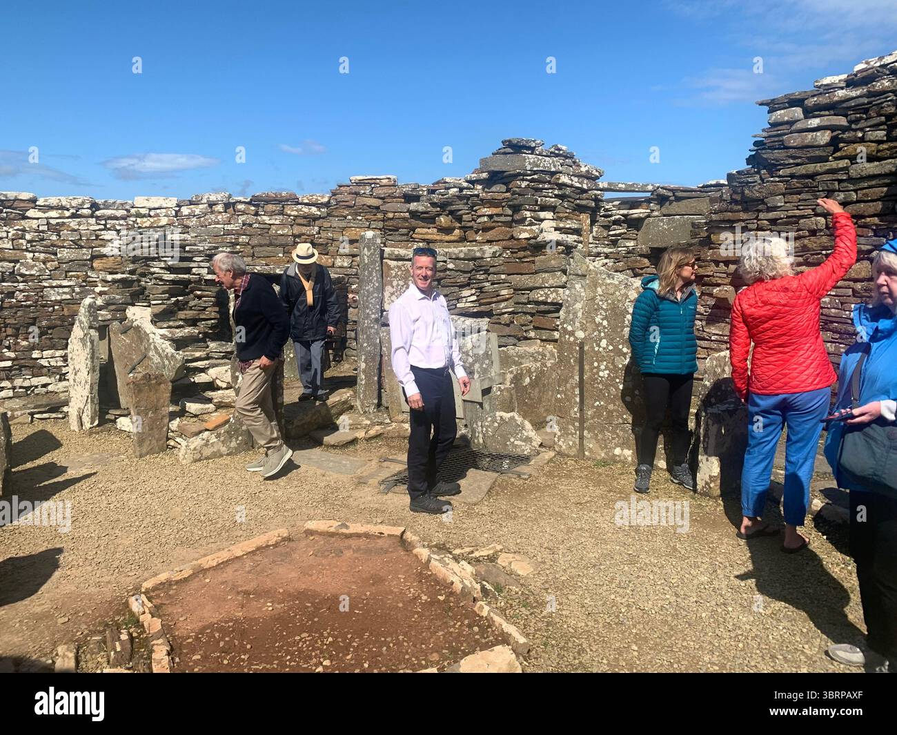 The Broch of Gurness Scotland Orkneys sand ancient village Iron age people Historic history buildings building hidden found landscape shore sea - Smartphone Captured Stock Image