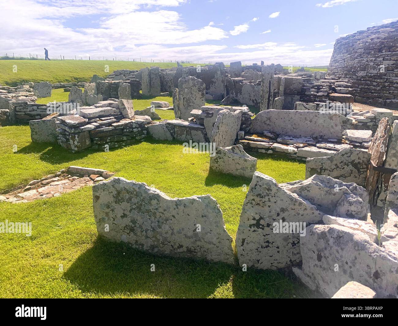 The Broch of Gurness Scotland Orkneys sand ancient village Iron age people Historic history buildings building hidden found landscape shore sea - Smartphone Captured Stock Image