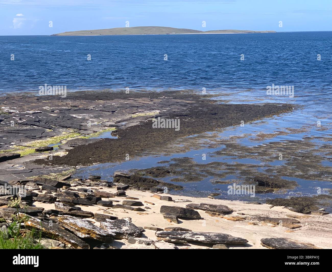 The Broch of Gurness Scotland Orkneys sand ancient village Iron age people Historic history buildings building hidden found landscape shore sea - Smartphone Captured Stock Image