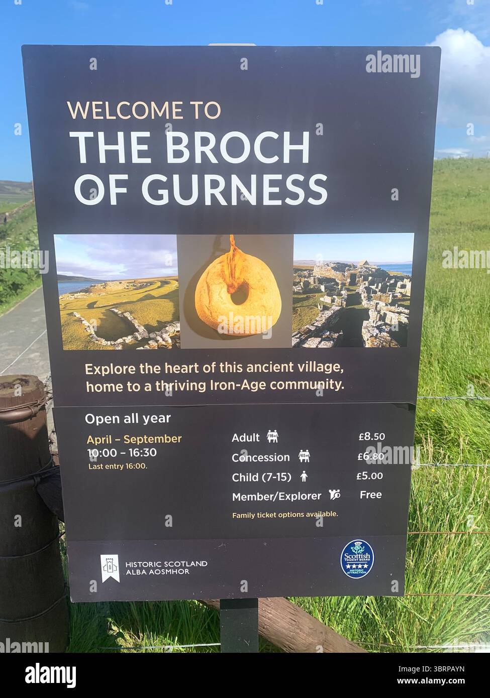 The Broch of Gurness Scotland Orkneys sand ancient village Iron age people Historic history buildings building hidden found landscape shore sea - Smartphone Captured Stock Image