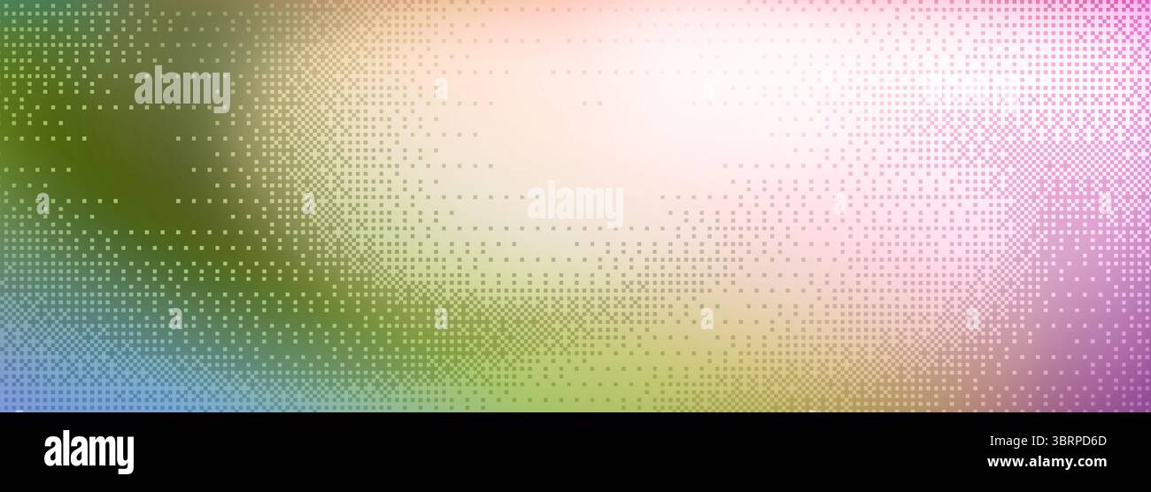 Colorful pixel gradient blends green and pink through halftone dots ...