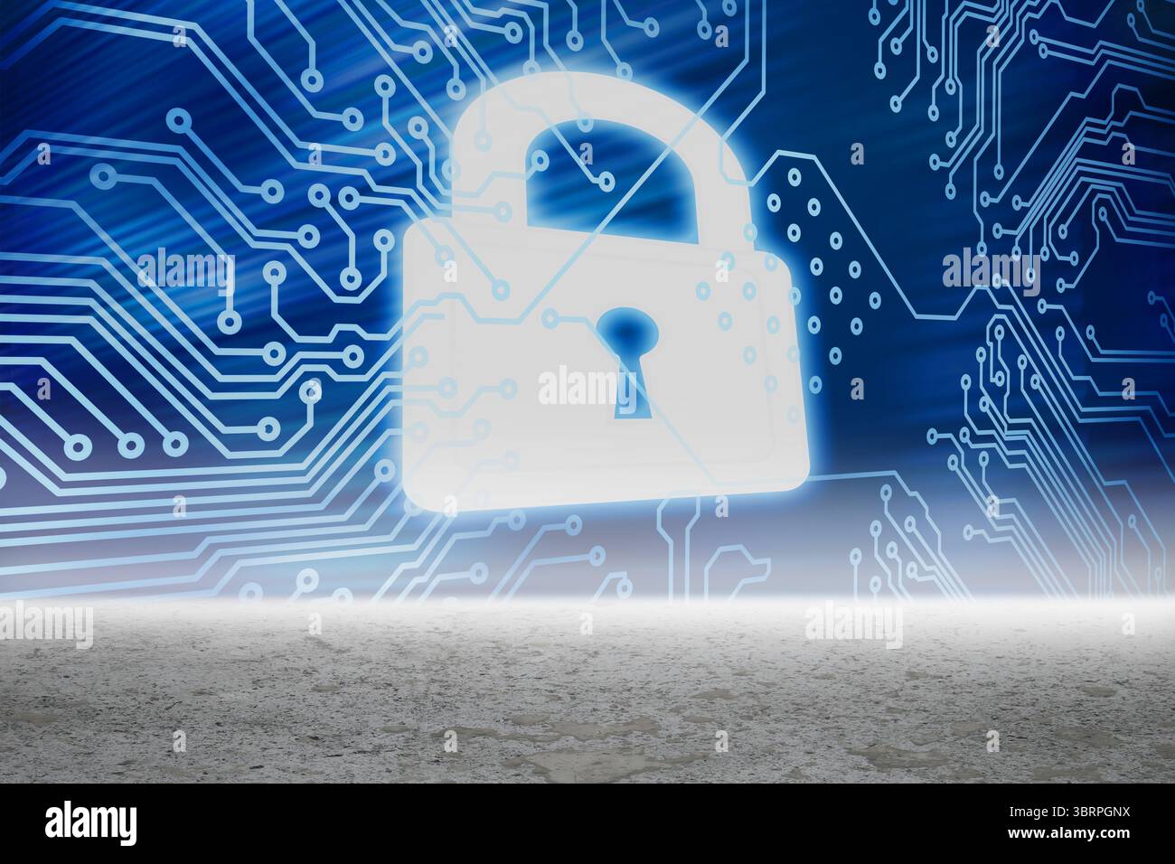 Security graphic in desert setting Stock Photo