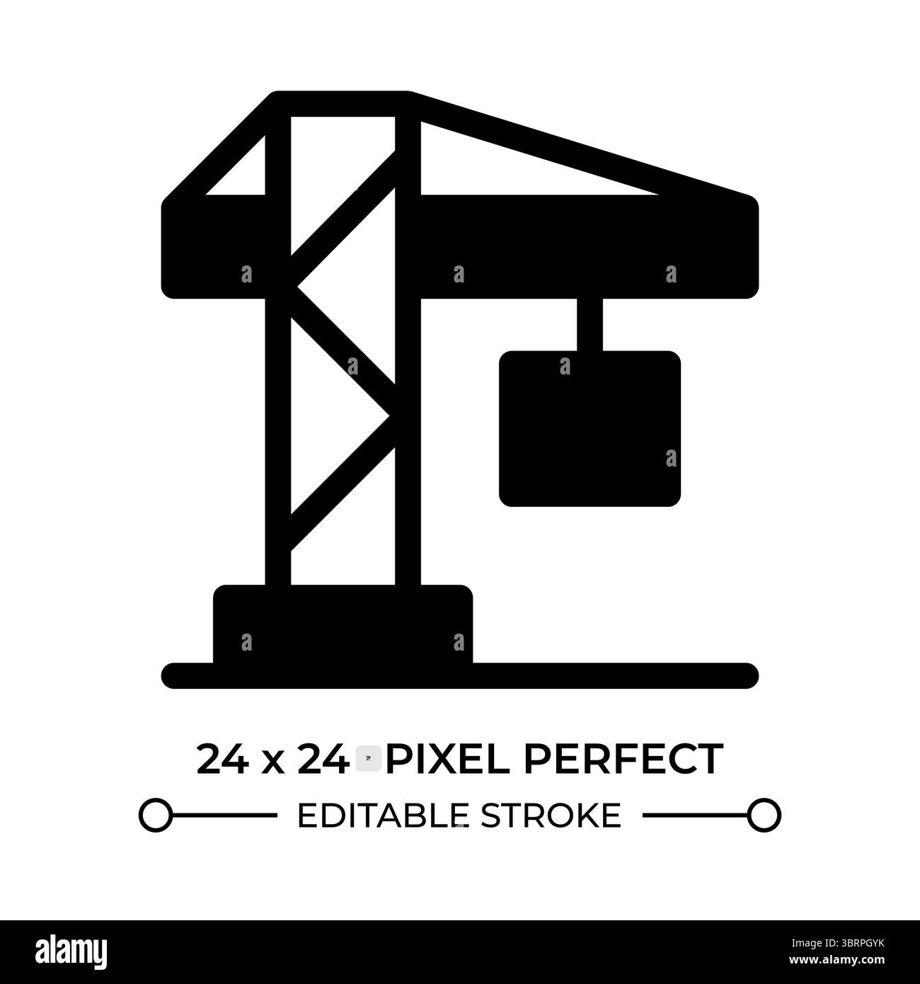Tower crane glyph ui icon Stock Vector