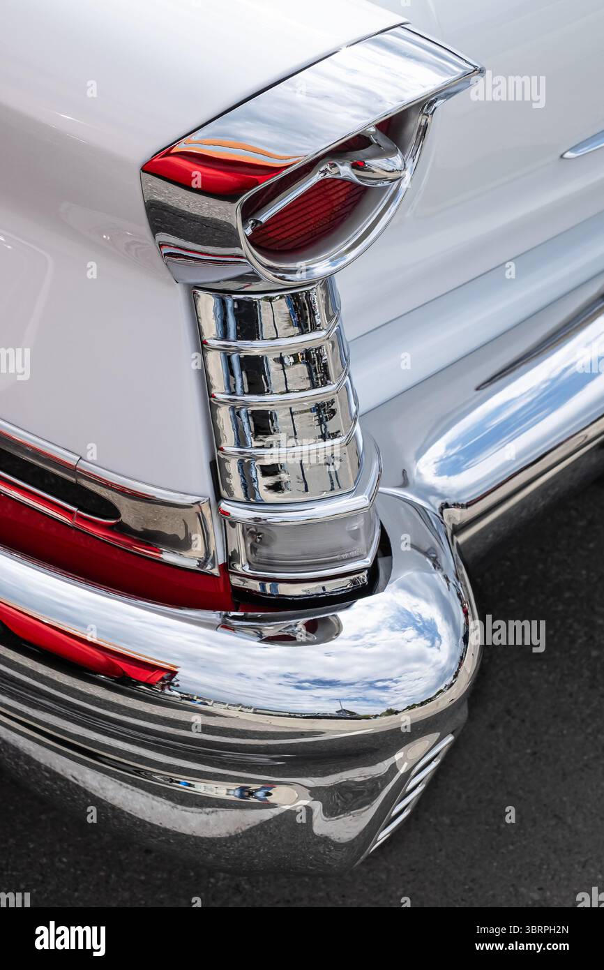 Back of Vintage Car. Close-up of classic car rear lights. Taillights on ...
