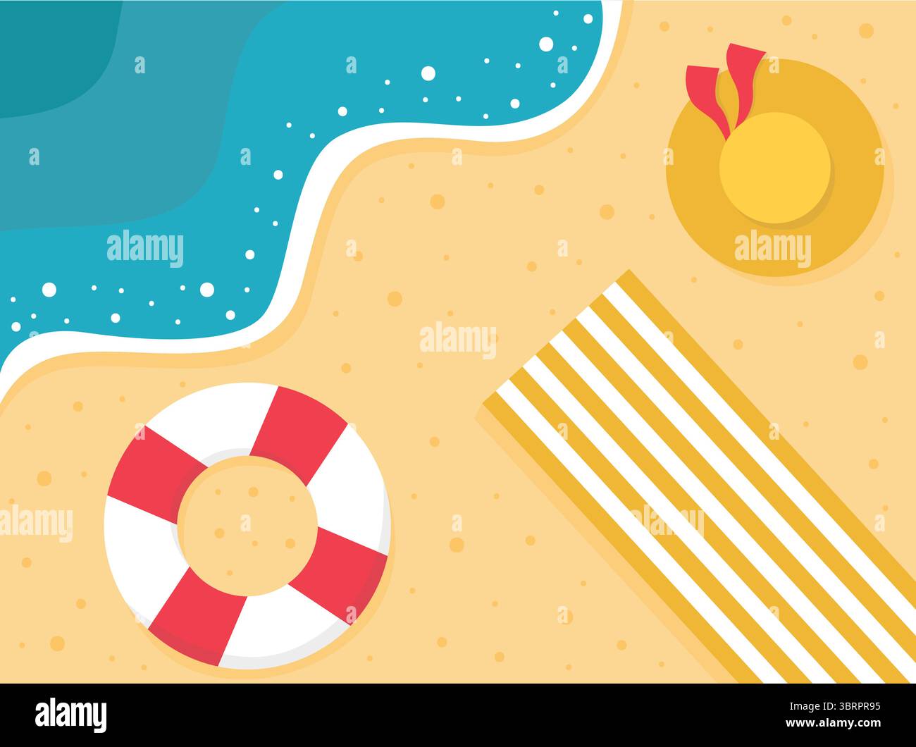 Flat lay summer beach flat illustration Stock Vector