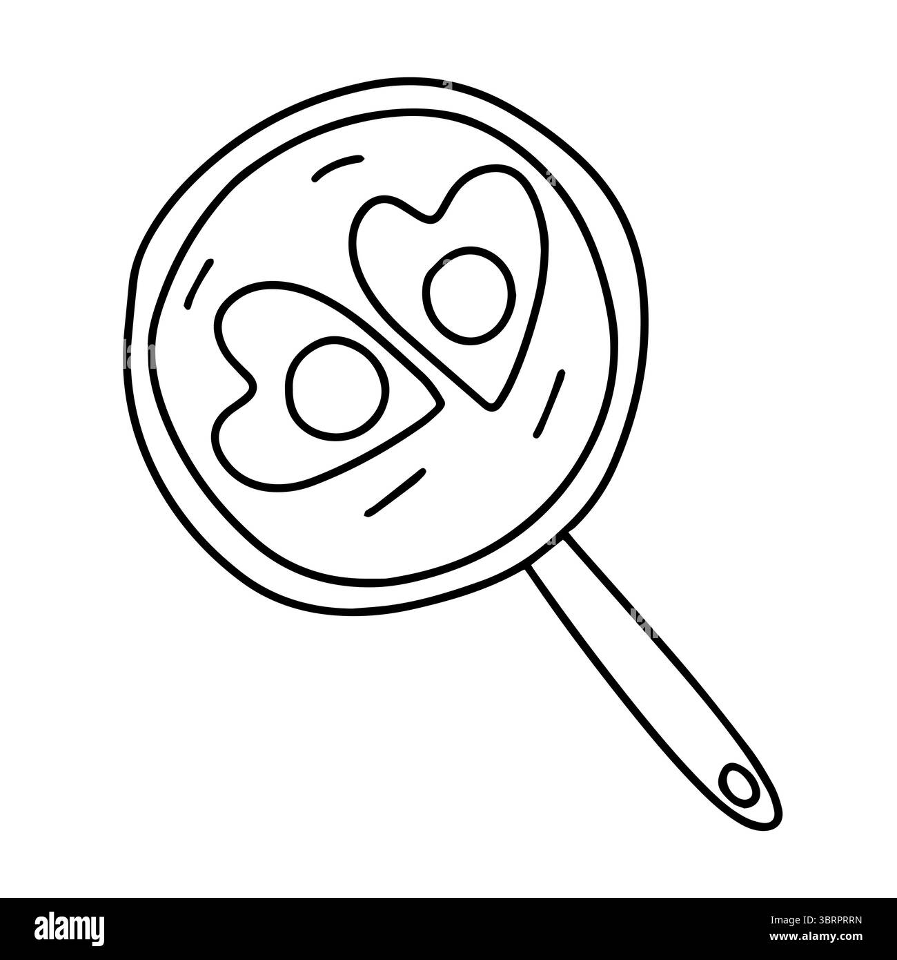 Heart Shaped Frying Pan with Scrambled Eggs Stock Vector
