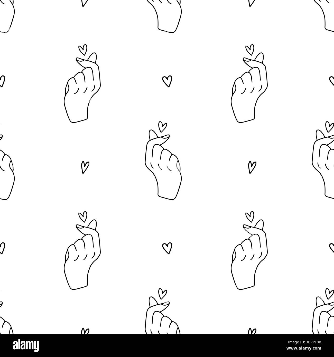 Hand makes a heart gesture seamless pattern Stock Vector