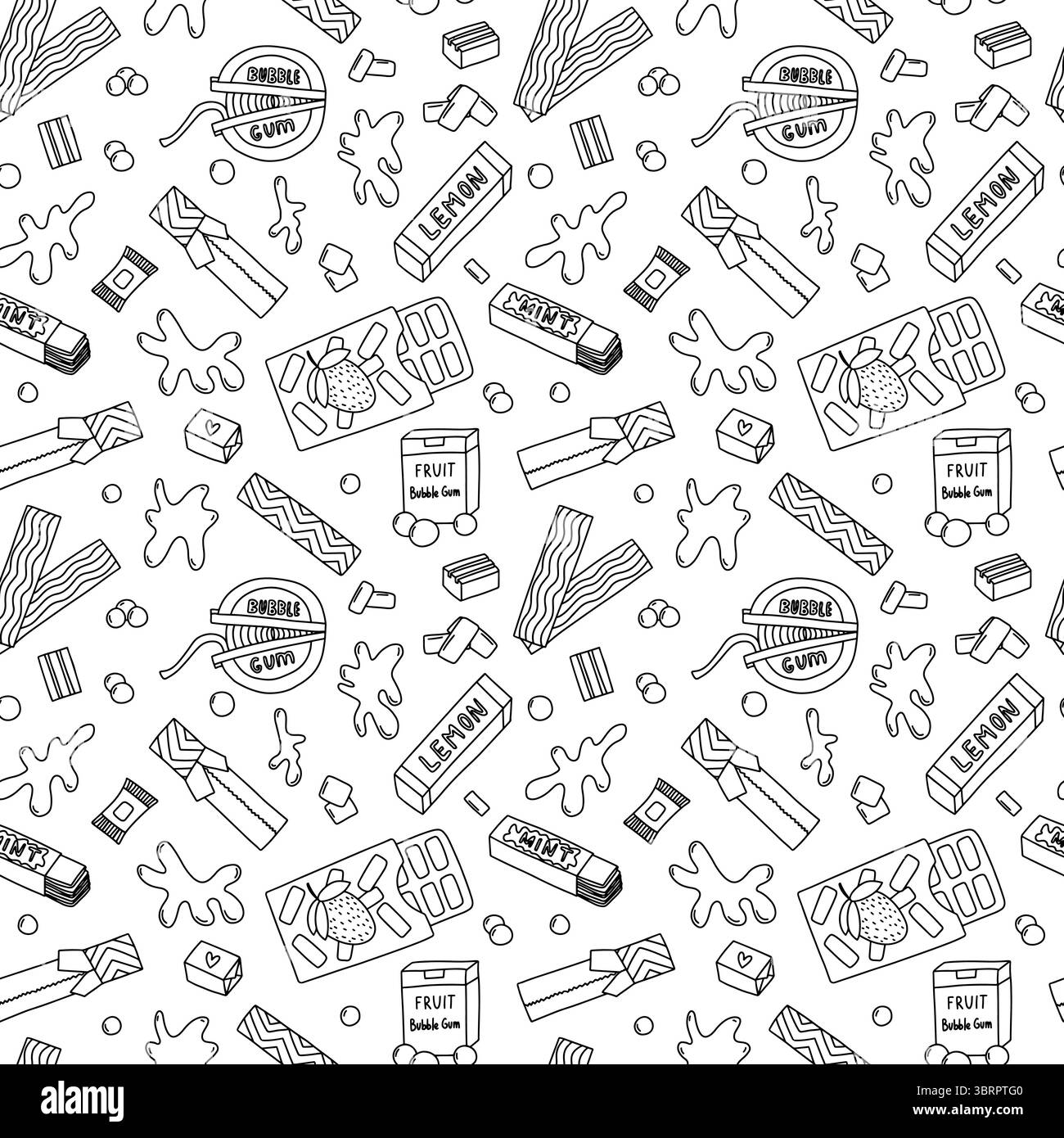Bubble gum seamless pattern Stock Vector