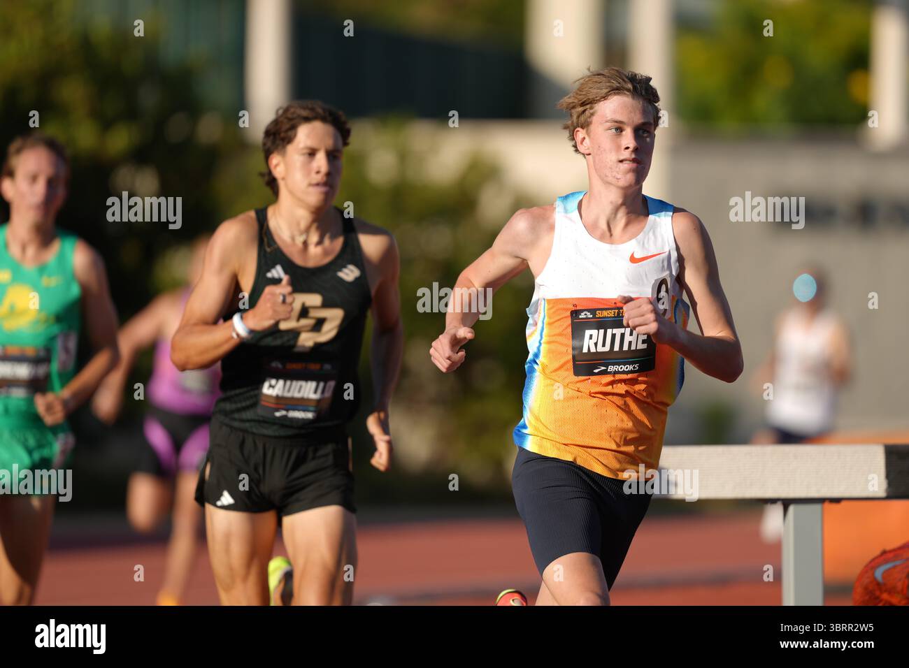 Sam Ruthe (NZL) places fifth in 1,500m heat in 3:39.17 during the Sound ...