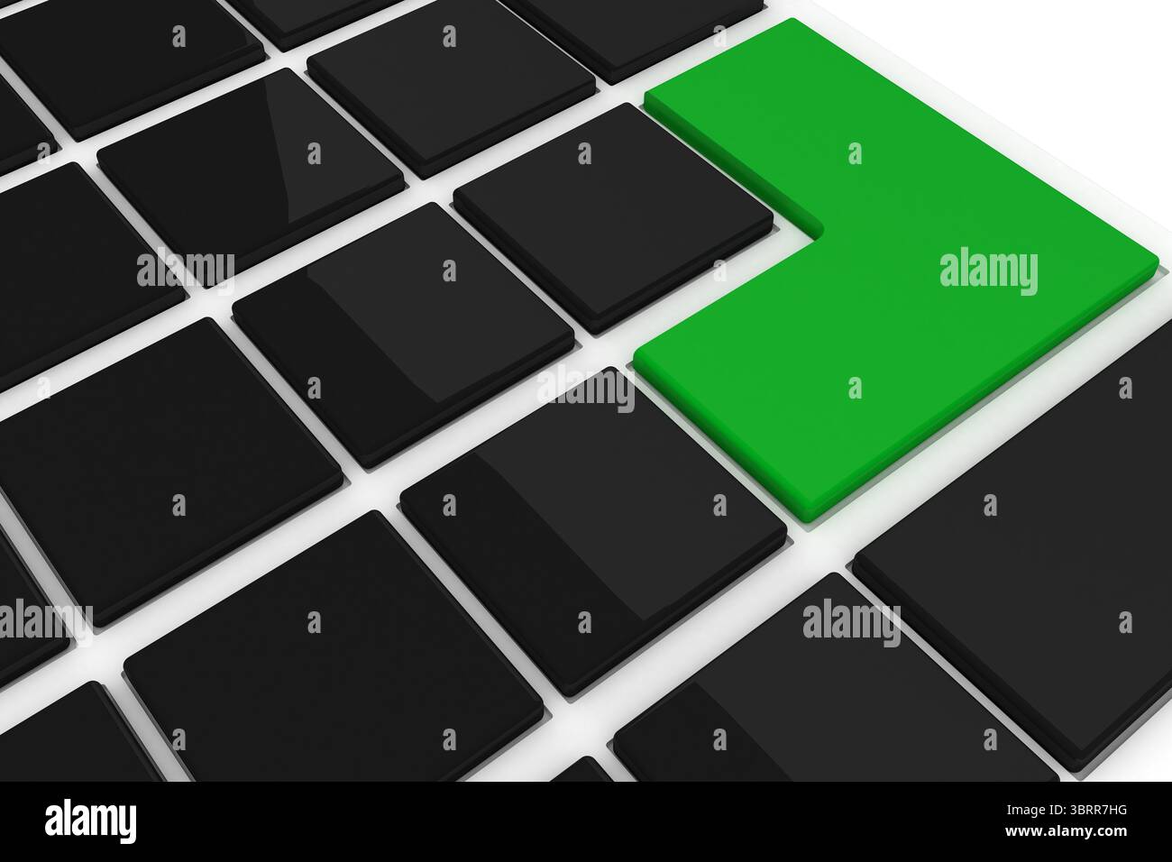 Black keyboard with green key Stock Photo