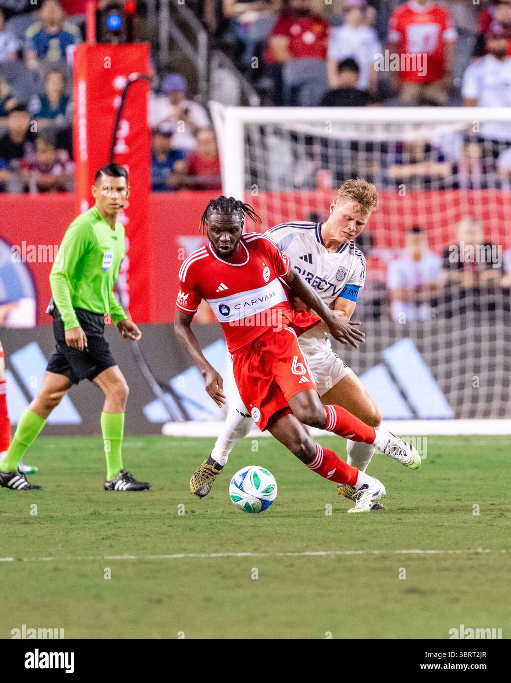 San Diego FC Midfielder Jeppe Tverskov (6)and Chicago Fire Midfielder