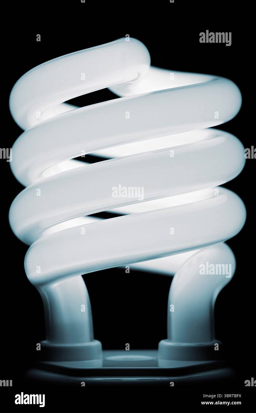 Compact Fluorescent Light Bulb, Close up Stock Photo
