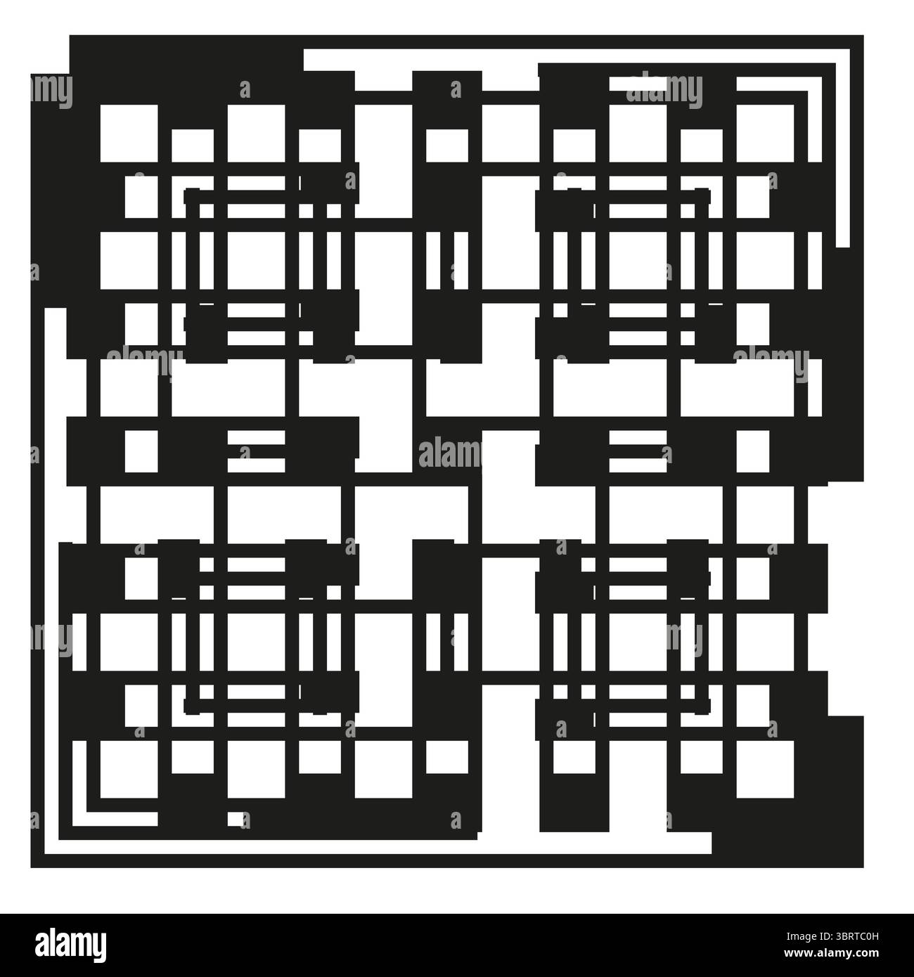 Geometric grid pattern. Abstract square shapes. Interconnected lines Vector. Black white background Stock Vector