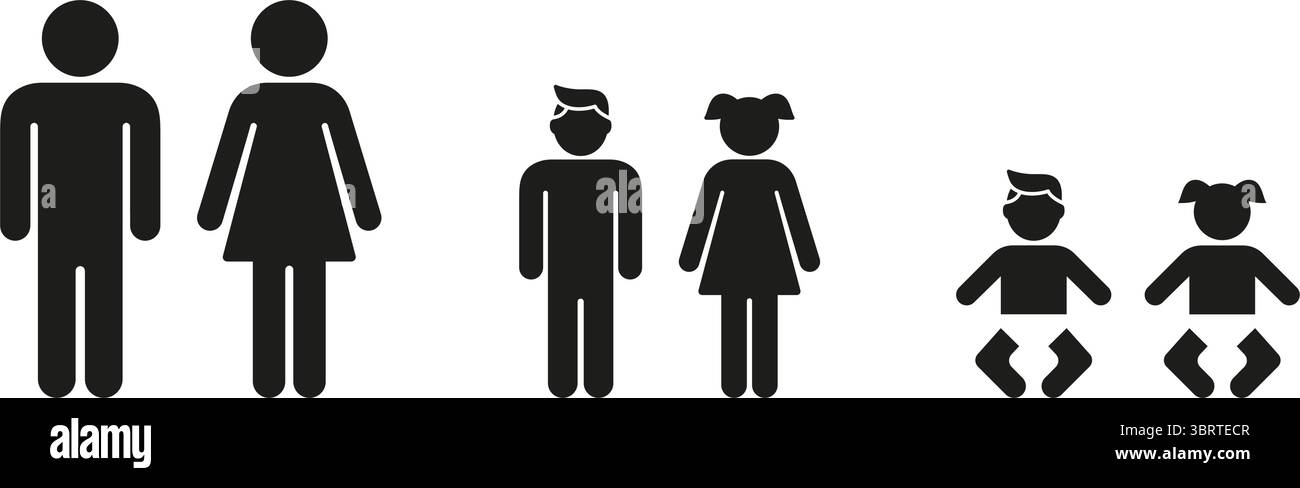 Family Generations Solid Icon Set. Family Structure, Generational And ...