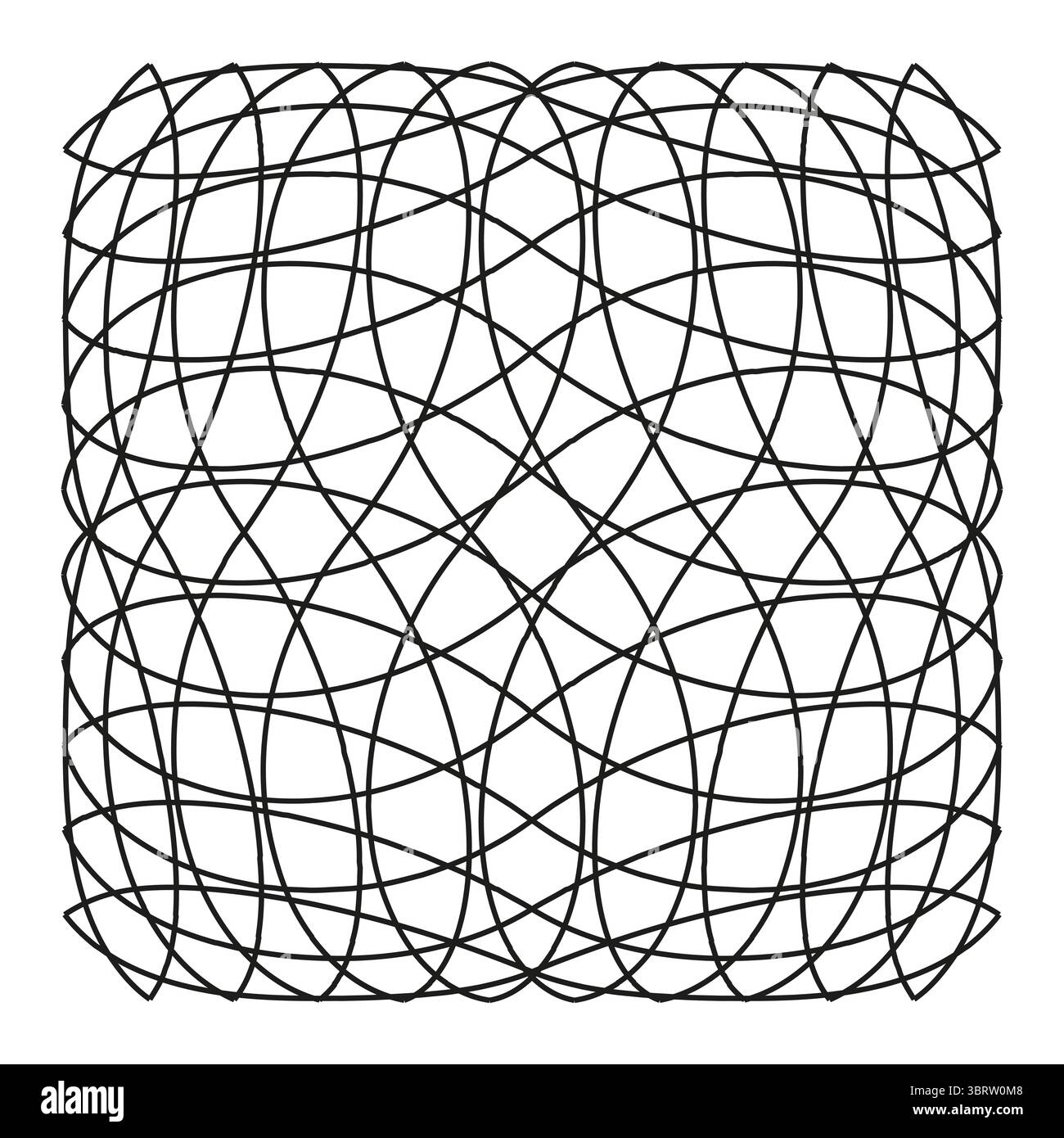 Overlapping circles pattern. Geometric oval lattice. Abstract line art. Vector modern grid. Stock Vector