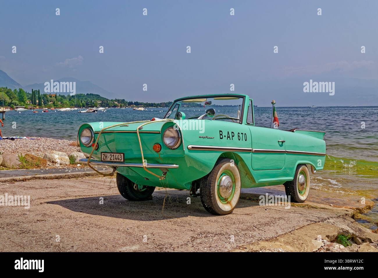 The amphibious Amphicar 770 built by Quandt Group in Germany during the early 1960s and sold new until 1968.  3,878 were made in total. Stock Photo