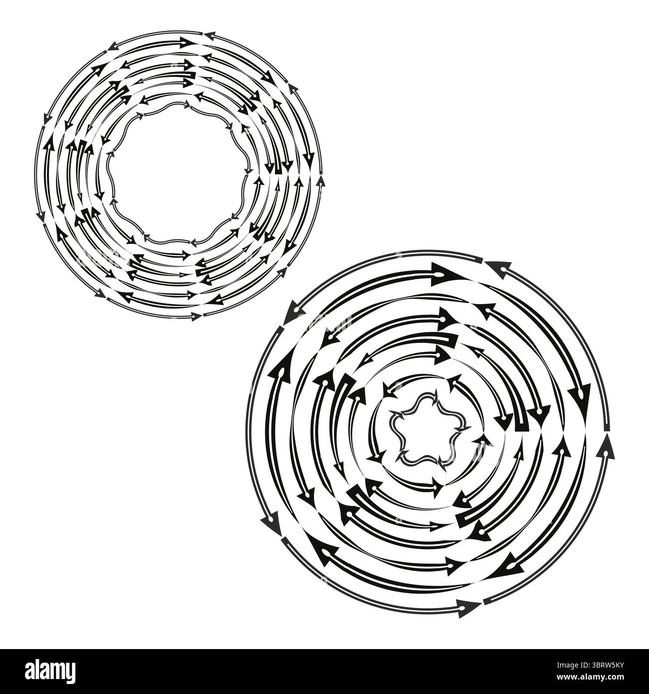 Circular arrow spirals. Rotating direction symbols. Dynamic flow Vector ...