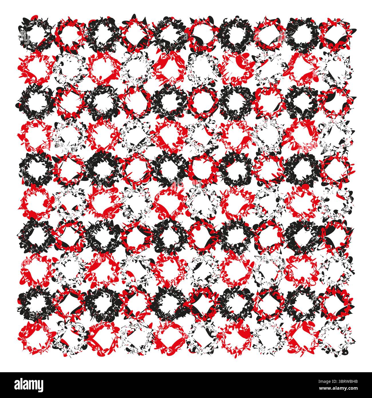 Polychromatic Pattern Grunge ring tessellation. Chaotic circular tessellation. Distressed ...